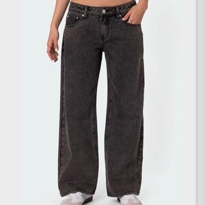 Edikted Petite Raelynn Washed Low Rise Jeans (Size Medium)